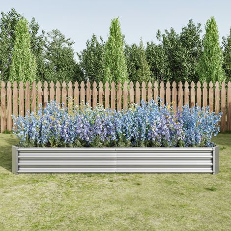 Jardinière surélevée en métal, fabriquée en tôle d'acier robuste, stable, résistante à la rouille et durable. Kit de jardinière surélevée sans fond. Idéale pour les légumes, les herbes aromatiques et (1/5)