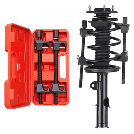 Compresor de Resorte de Puntal 2 Piezas Herramienta Compresora de Resortes Helicoidales con Rango de 256 mm Compatible con Llaves Hexagonales de 22 mm para Autos, Camiones, Motocicletas, negro (1/5)