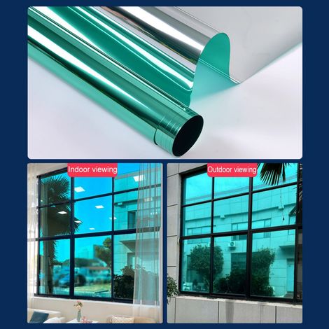 Film Pour Vitre - Protection Solaire Et Isolation Thermique - Effet Miroir Unidirectionnel - Adhérence Électrostatique Sans Colle - 40 x 200 cm - 1 Pièce (1/5)