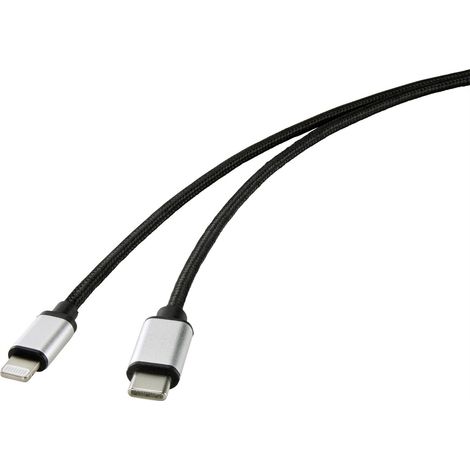 Renkforce USB-Kabel USB-C® Stecker, Apple Lightning Stecker 2.00 m Schwarz RF-4353448 (1/3)