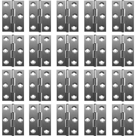 Confezione da 20 cerniere pieghevoli a 180 gradi - Acciaio inossidabile - 20 mm - Con 6 fori di montaggio - Cerniere resistenti -Crezuo