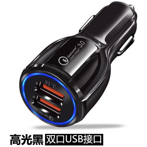Lot de 2 chargeurs de voiture USB, 2 ports, charge rapide 3.0, allume-cigare compatible avec iPhone, iPad, Samsung Galaxy S10/S9/S8, Huawei, Xiaomi Noir