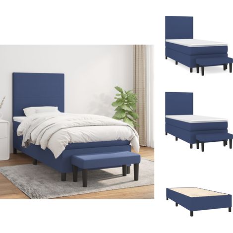 Betten & Bettgestelle - Living Boxspringbett mit Matratze Blau 100x200 cm Stoff (1/5)