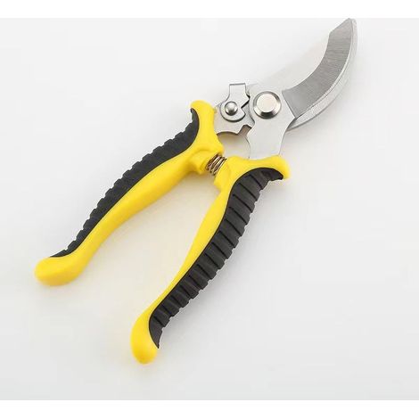Sécateur de Jardin, Ciseaux antidérapants avec poignée verrouillable, Cisailles à branches de fleurs de réparation professionnelle, pour tailler arbustes, clôtures(jaune) (1/5)