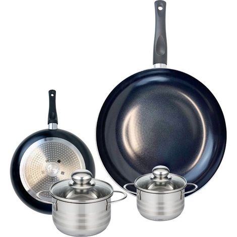 Ensemble de 2 Poêles de cuisson 20 et 32 cm et 2 faitouts 12 et 14 cm Elo Prima Brillant (1/5)