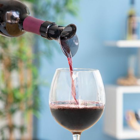 InnovaGoods – Tapón para aireador de vino 2 en 1, diseño de pétalos elegantes, cierre hermético antigoteo, fácil de usar y limpiar, negro, silicona ABS (1/5)