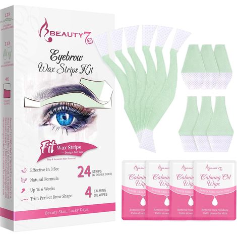 Bandes de Cire Froide Dépilatoire pour Sourcils Lèvre, l'épilation des Visage Formule de Cire pour Peaux Sensibles 24 Bandes + 4 Lingettes Apaisantes (1/5)