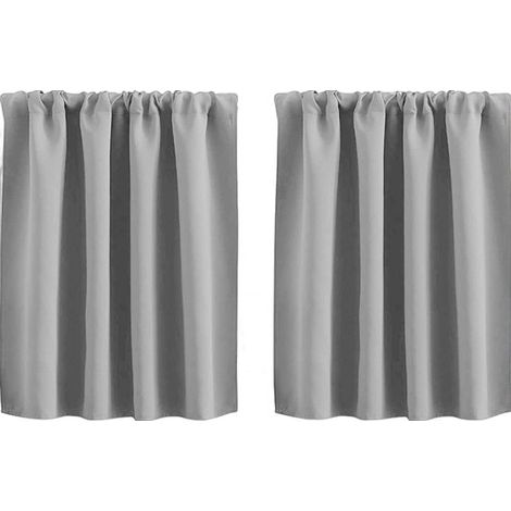 Lot de 2 rideaux occultants en polyester pour chambre, cuisine, placard, sous-sol, camping-car, gris clair, 76 x 92 cm (1/5)