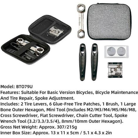 Kit d'outils de réparation pour vélos, outil multifonction portable pour l'entretien de base des vélos et VTT