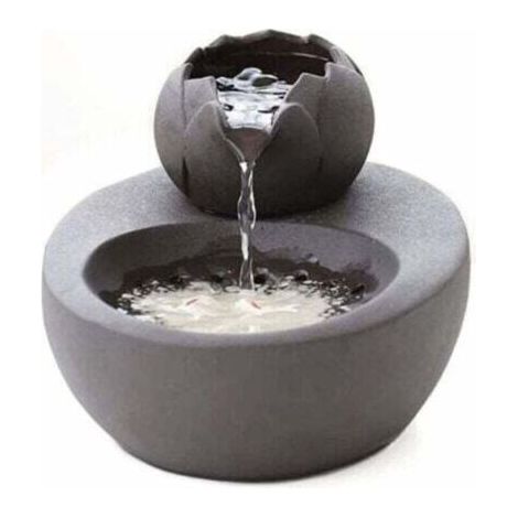 Fontaine d’eau - En céramique - Avec lotus vertical et filtre automatique - Idéale pour chat et animal de compagnie - noir,