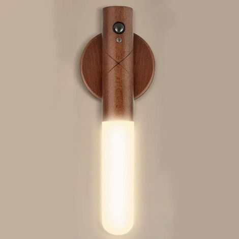 Applique LED in legno da 1W, con sensore, regolabile in tonalità e intensità e ricaricabile con USB-C e senza cavi