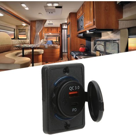 Chargeur Voiture 18W PD Rapide avec Ports QC3.0 et USB - Compatible 12‑24V pour Auto, Camping‑Car et Équipements Électriques