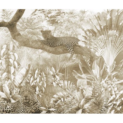 Papier peint panoramique - Jungle Léopard - 130 cm x 110 cm (1/2)