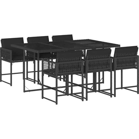 Maison Exclusive - Set da Pranzo da Giardino 7 pz Nero con Cuscini in Polyrattan (1/5)