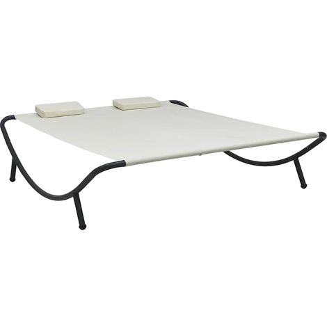 vidaXL Tumbona de jardín tela blanco crema (1/5)