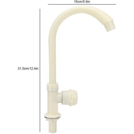 Robinet Économique G1/2in à Rotation pour Cuisine, Robinet d'Eau Vertical ABS Plastique Installation Rapide pour Évier de Cuisine (1/5)