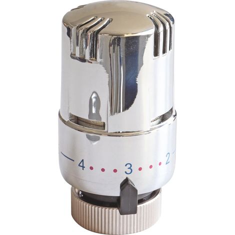 Tête Thermostatique Sèche-Serviette Chromée M30x1,5 Design Moderne Température Réglable Sécurité Anti-Brûlure Pour Salle De Bain Et Radiateur Mural (1/3)