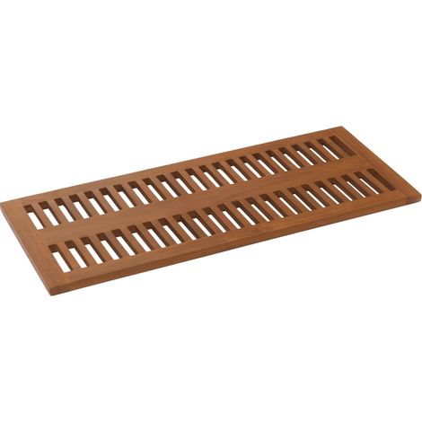 [JAMAIS UTILISÉ] Tapis de bain en teck HHG-758, tapis de douche Tapis de bain, teck de haute qualité B-Grade (bois de cœur, 20-30 ans), 3x40x100cm