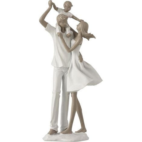 Statuette Déco "Couple & Enfant" 39cm Blanc