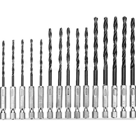 Jeu de forets hélicoïdaux à tige droite HSS 1/4 pouces, 15 pièces, 3/4/5mm, acier rapide, outil de perçage du bois pour le travail du bois