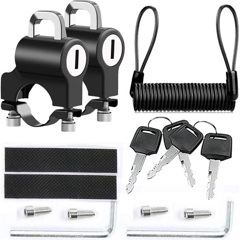 Lot de 2 verrous de casque de moto avec 4 clés, serrure universelle avec 1 corde de rappel (1/5)