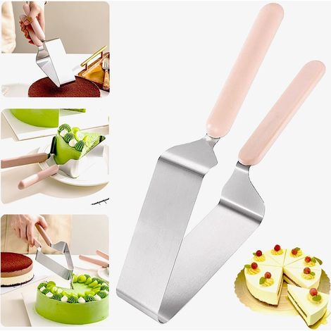 Séparateur à gâteau Coffret 2 pièces - Acier inoxydable - Triangle - Outil de Transfert pour gâteau - Accessoire pâtisserie - Argent (1/5)