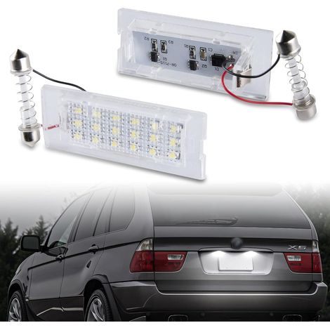 LED Car License Plate Light with Canbus Error Free 18LEDs 2835 SMD 6000K Xenon White Easy Installation for E53 1999-2006 E83 2003-2010, 2 Pieces (1/5)