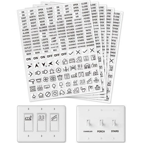 900 étiquette Autocollante pour Interrupteur 2 style D'Autocollants D'Identification de Commutateur Transparents pour Étiquettes de Tableau de Bord pour Maison Cuisine Salle 6x20mm/15x15mm (1/5)