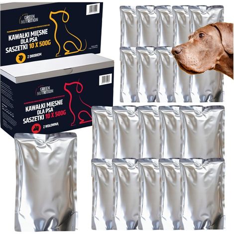 GREEN NUTRITION Nassfutterbeutel für Hunde 500 g  20 Stück  Rind  Geflügel