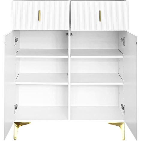 Recibidor con zapatero, perchero y cajones, blanco, 60,5 x 180,5 x 35,2 cm (1/5)