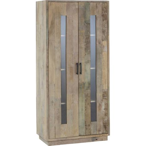 Vitrine en bois recyclé et marbre Damian (1/5)