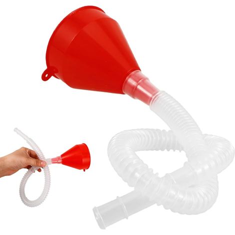 Entonnoir avec tuyau rouge, Entonnoir de remplissage pour moto et voiture (1/5)