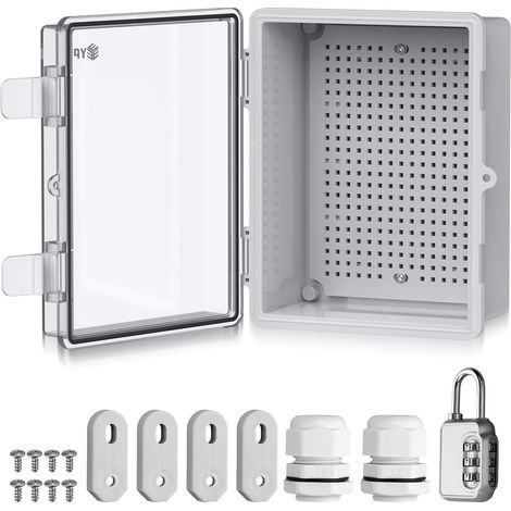 Coffret Electrique Etanche Exterieur en ABS Renforcé 3mm Boîte de Jonction IP67 Étanche avec Joint d'Étanchéité Intégré Résistant à 60kg Idéal pour IrrigationPiscine et Projets DIY (221711cm) (1/5)