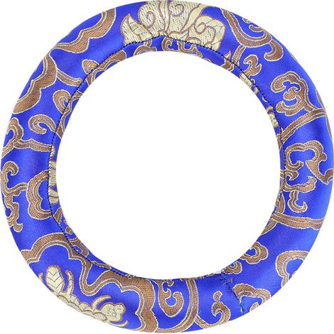 Coussin rond en brocart de soie pour méditation, anneau de 18 cm, oreiller de chant, bleu, coussin de prière, support de bol tibétain, rembourrage circulaire (1/5)