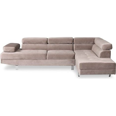 Canapé d'Angle Droit "Têtière" 260cm Taupe (1/5)