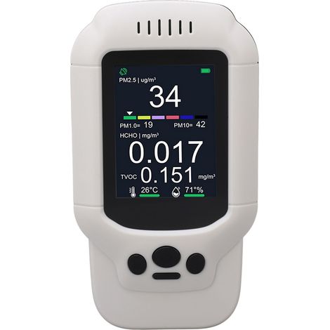 Testeur de qualité de l'air 7 en 1 haute précision, multifonctionnel, PM10, PM2.5, PM10, température et humidité, avec alarme sonore. (1/5)