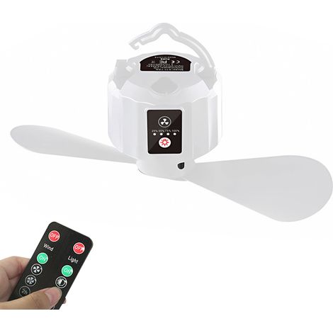 USB-wiederaufladbarer Outdoor-Camping-Wanderzelt-Deckenventilator, tragbarer abnehmbarer Deckenventilator mit Fernbedienung, multifunktionaler Ventilator mit Licht, Schlafzimmerventilator