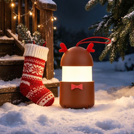 Lanterne veilleuse musicale de Noël extensible Renne LED multicolore et blanc chaud 1 W blanc chaud 800mah réf 9,5 × 9,5 × 11,5 cm 168 g – Livraison gratuite
