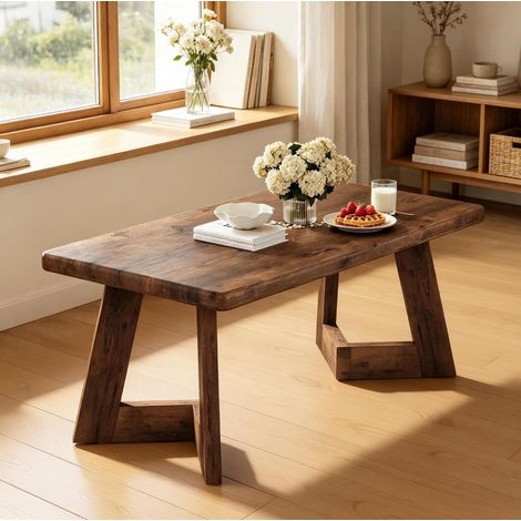 Tavolino da caffè rettangolare in legno rustico OKMYHOME (1/5)