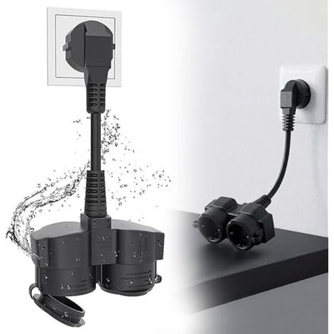 Rallonge Electrique avec 2 Prises Schuko: 16A Rallonge Double Prise Schuko IP44 Etanche Cable D'extension Schuko pour Maison Bureau Intérieur ou Extérieur (1/5)