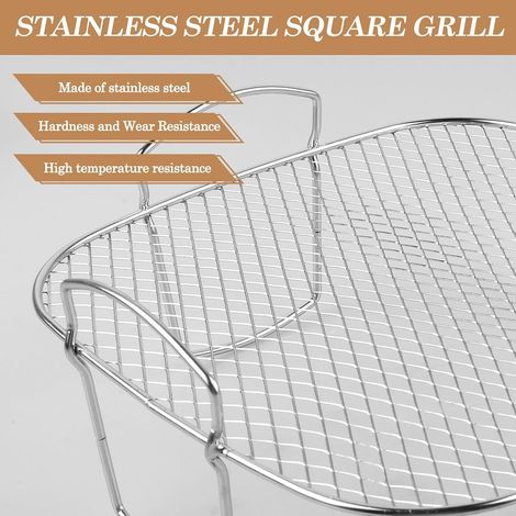 Grille de cuisson pour friteuse à air chaud, en acier inoxydable, accessoires pour friteuse à air chaud, accessoires pour grille de déshydratation, four, 20 x 20,5 x 10 cm (1/2)