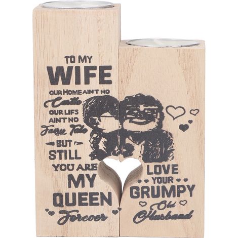 2pcs Porte-bougie Cœur en Bois avec Gravure Citation, Décoration Maison Artisanale, Support Bougie Cœur A05 (1/5)