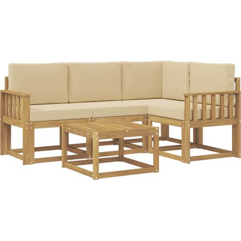 Outdoor Sofa Set with Cushion 5 pcs White and Beige vidaXL