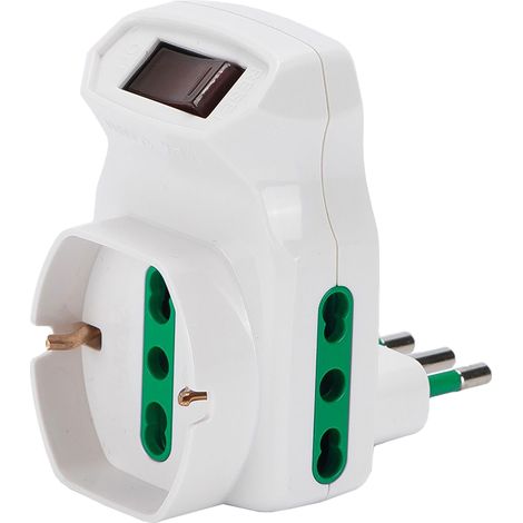 ADATTATORE TRIPLO CON PROTEZIONE SOVRACCARICO Spina 2P+T10A - art.87317  - FANTON