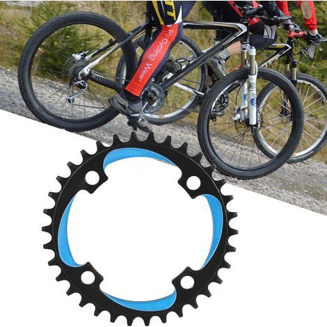 34T 104BCD Kurbelgarnitur aus Aluminiumlegierung für Mountainbikes und Rennräder (Singlespeed), schwarz/blau (1/5)