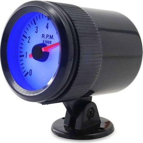 Jauge de tachymètre avec support noir pour voiture automatique 2 '' 52 mm 0-8000 tr/min lumière LED bleue - Le noir - Le noir (1/5)