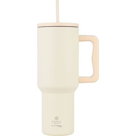Taza térmica Lily White de 1200 ml con pajita (1/3)