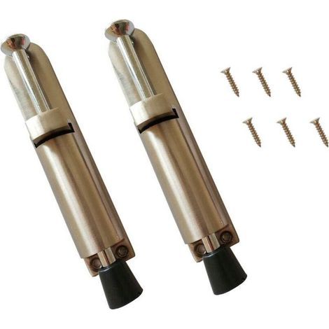 2 Arrêts de Porte Butoir Bloque Acier Inox Avec Ressort +vis (1/5)