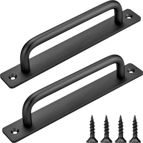 Dos tiradores de aleación de aluminio negro de 180 mm/7 pulgadas, aptos para puertas correderas, puertas de granero, armarios, roperos, cajones y casetas de jardín.