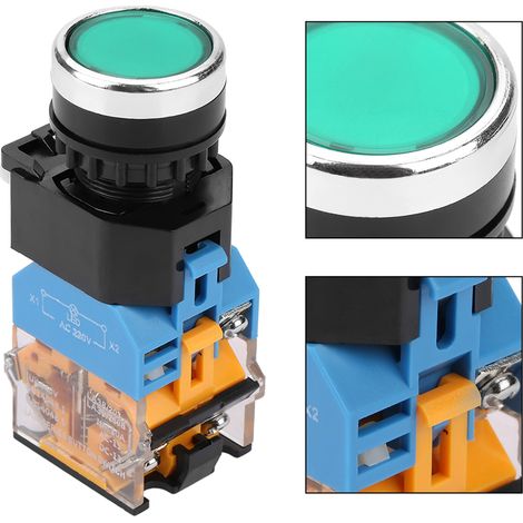 Interrupteur à bouton-poussoir plat à LED avec commande de réinitialisation par à-coups LA38-11D (1/4)